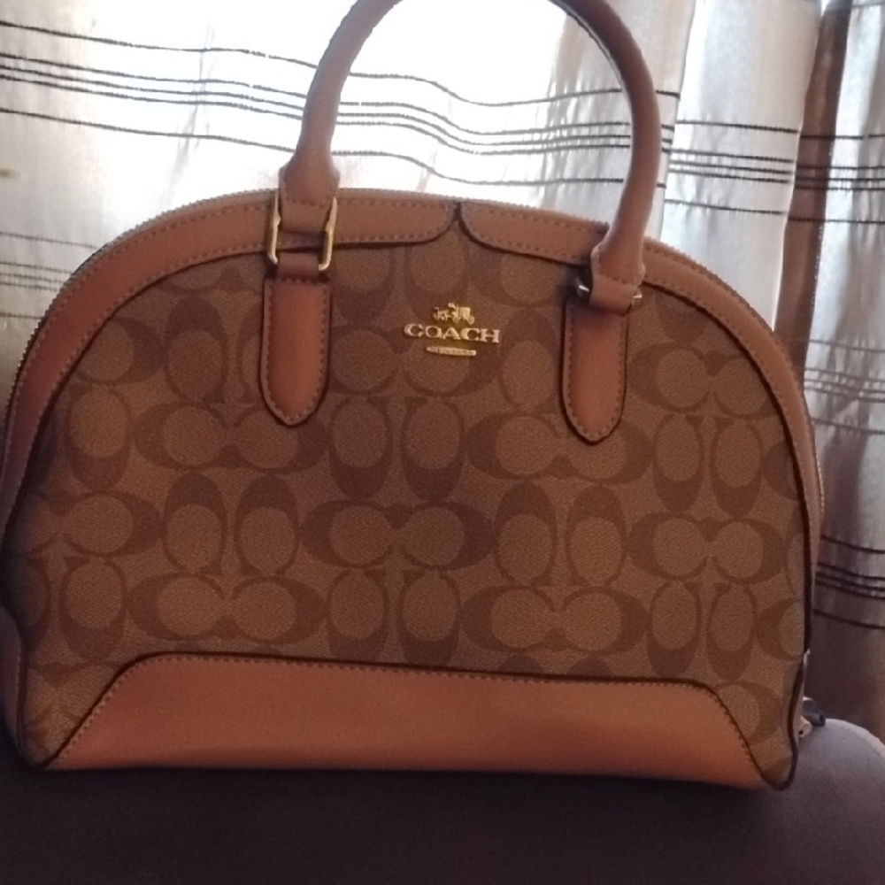Coach Tan and Brown Signature Satchel